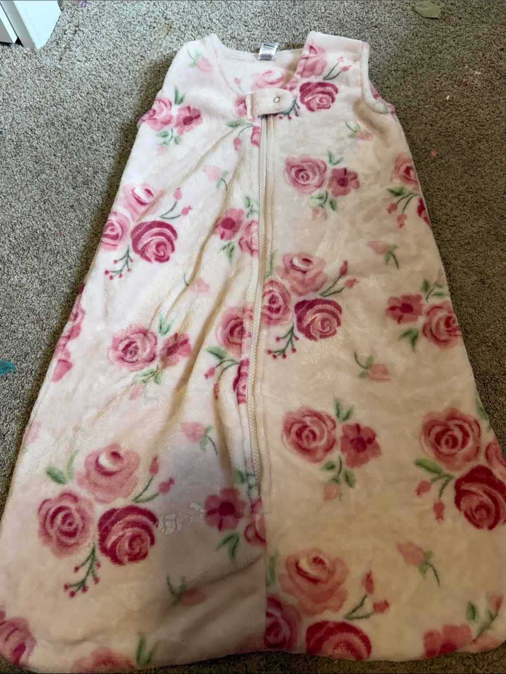 Plush Pink Rose Print Baby Sleep Sack